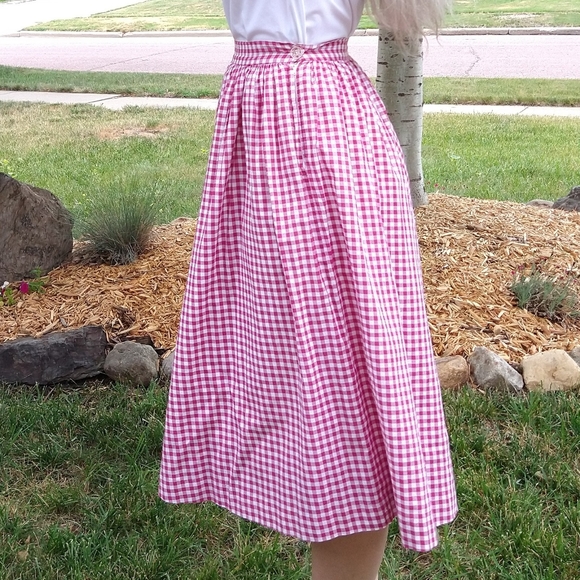 1950's GINGHAM MIDI SKIRT 50's sid harris S - Picture 5 of 9